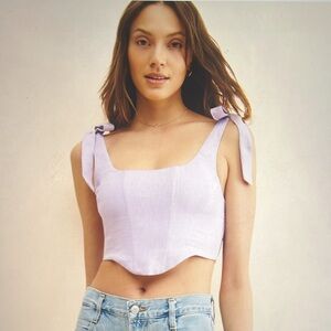 Farm Rio lilac crop top xs 100% linen